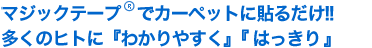 マジックテープ®でカーペットに貼るだけ!! 多くのヒトに『わかりやすく』『はっきり』